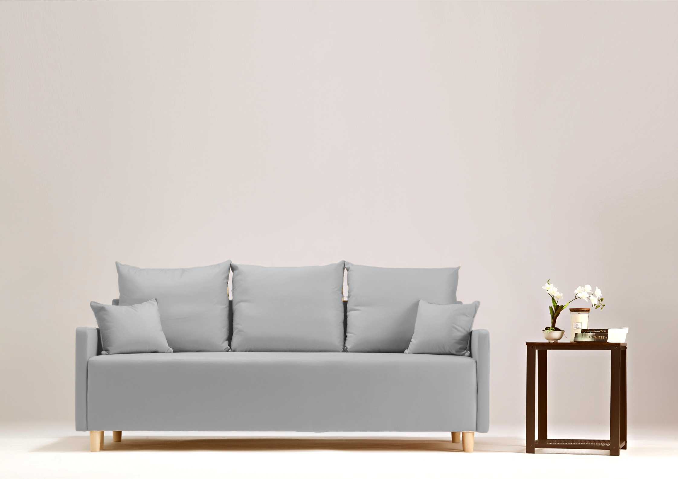 Szara skandynawska sofa rozkładana
